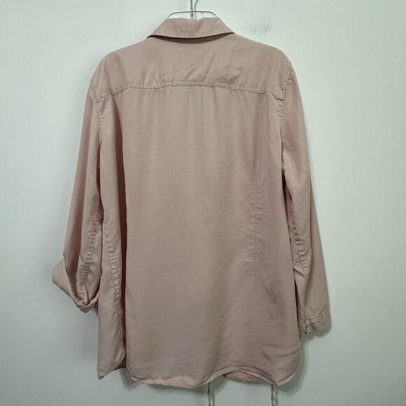 Ali Miles Wrap Top Pink XL Roll Tab Sleeve Buttons Tunic Artsy Minimal Tencel - Picture 10 of 10